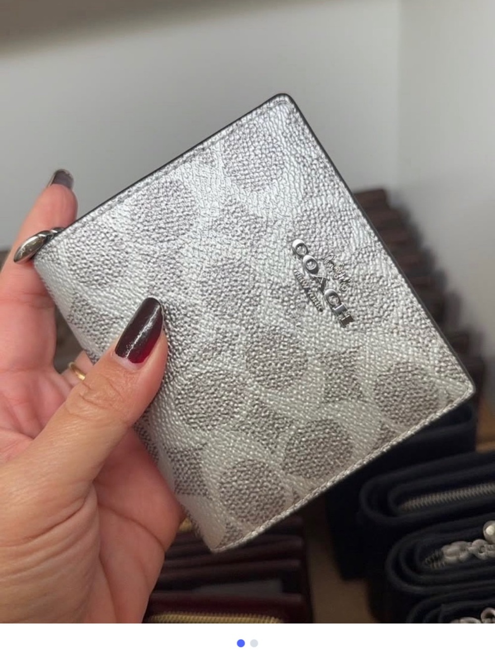Nwt coach snap wallet ccl96 silver signature canvas